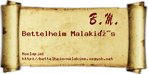 Bettelheim Malakiás névjegykártya